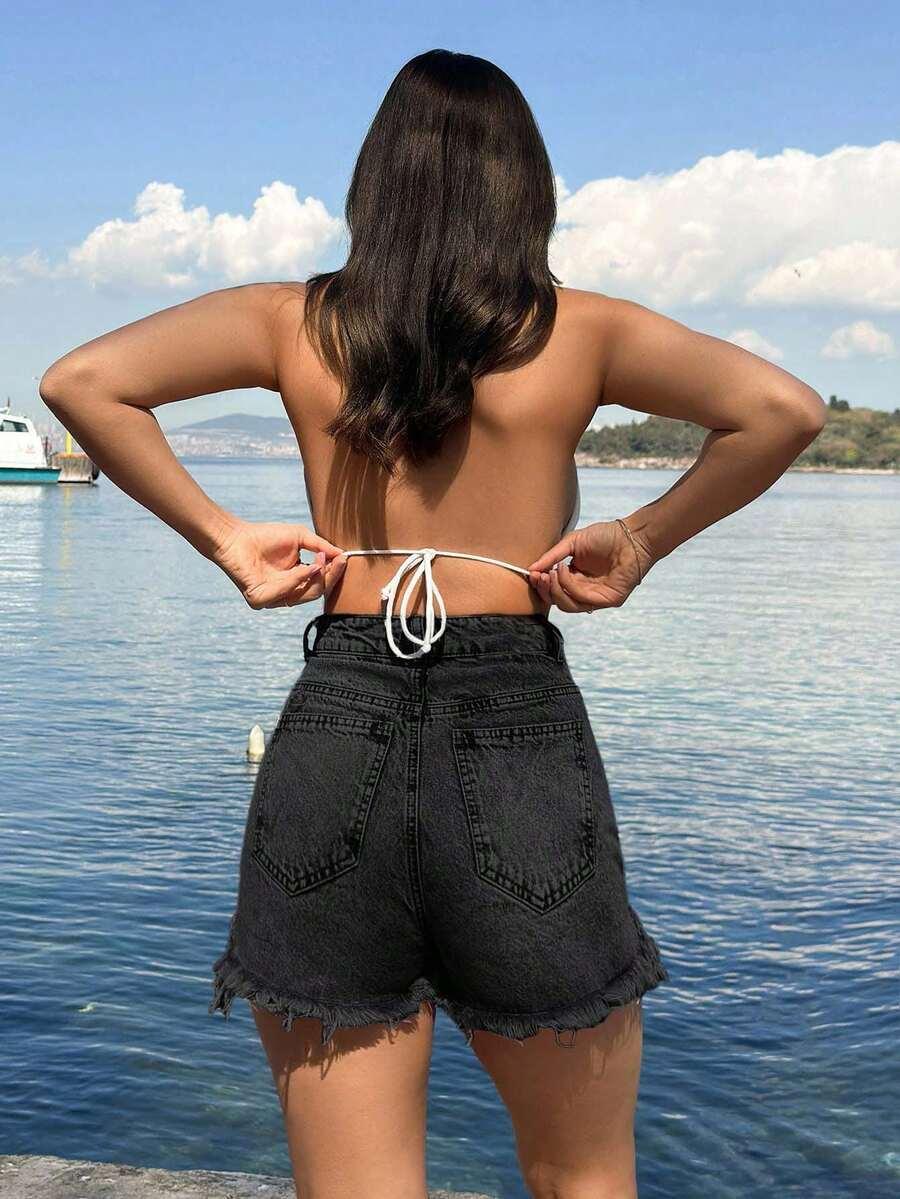 krótkie spodenki jeans ripped