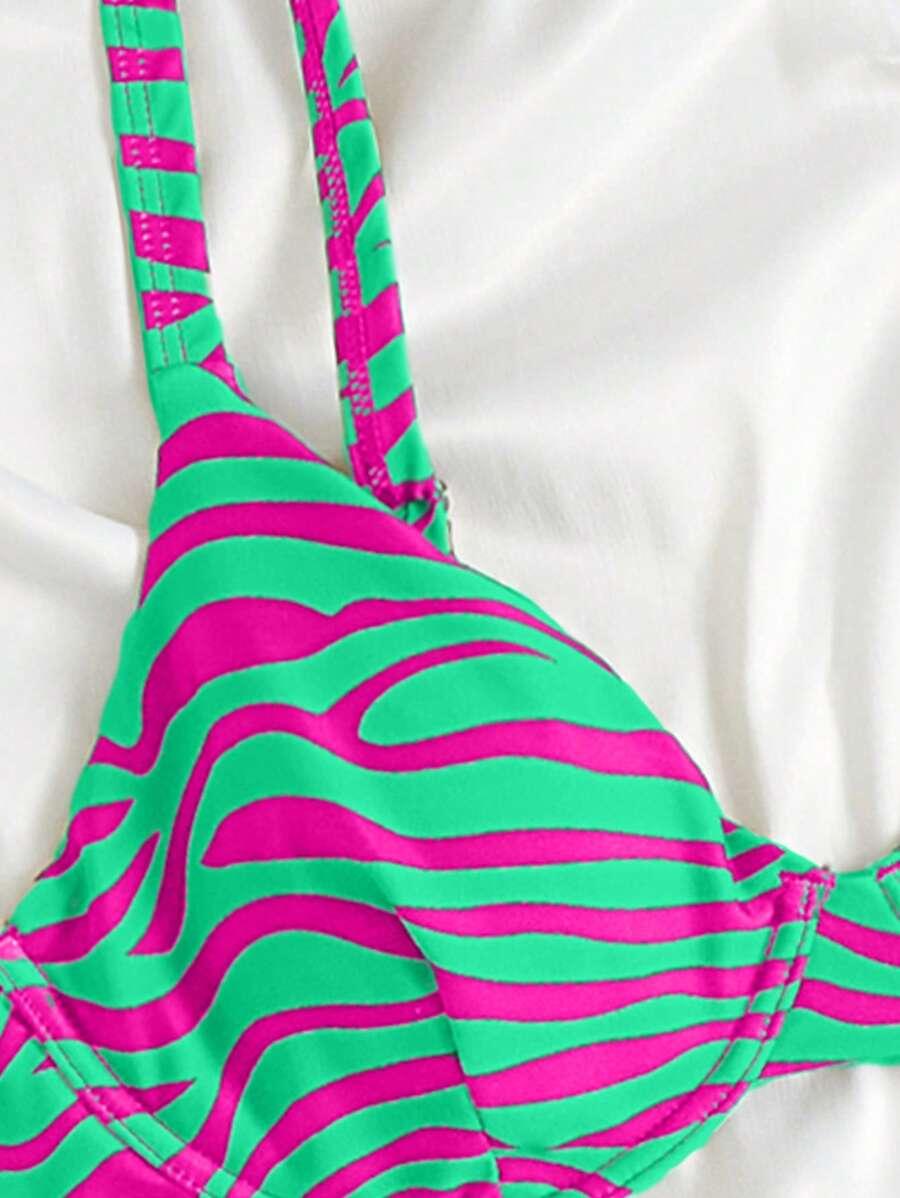 DWUCZĘŚCIOWY STRÓJ KĄPIELOWY WZÓR ZEBRA