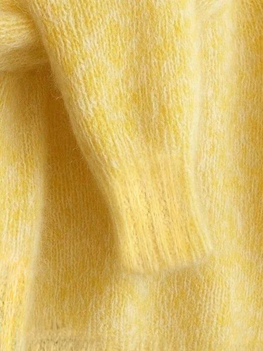 ŻÓŁTY SWETER OKRĄGŁY DEKOLT