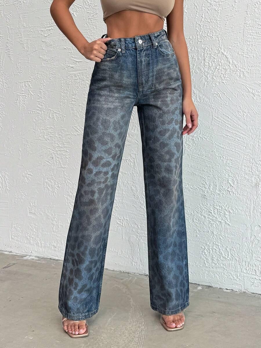 SPODNIE JEANS ANIMAL PRINT 