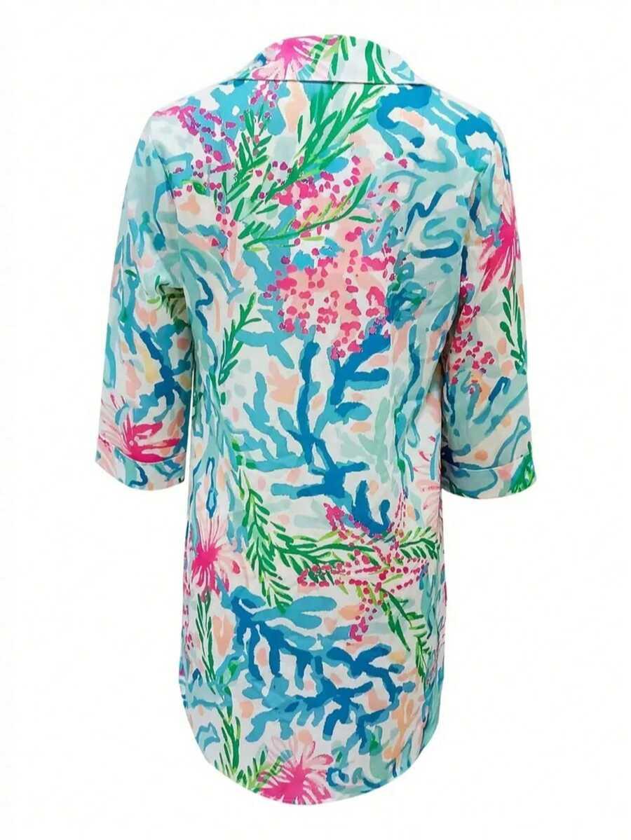narzutka plażowa koszula tropical print