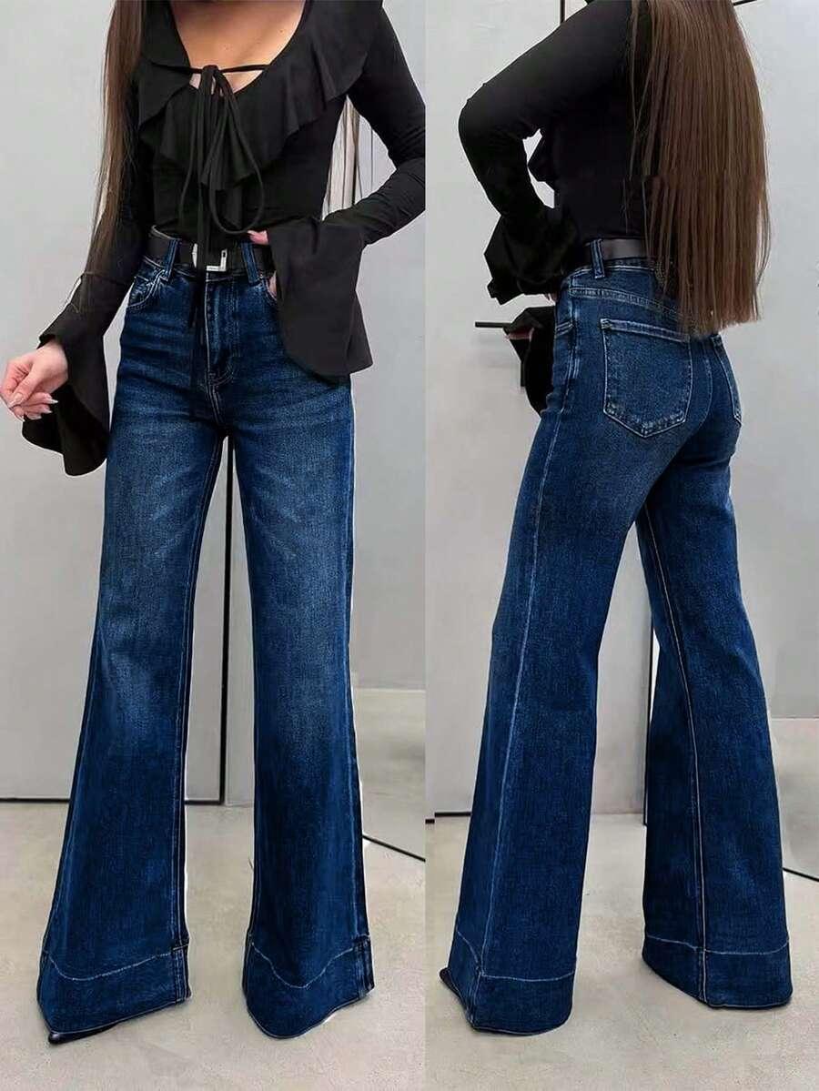 granatowe spodnie jeans