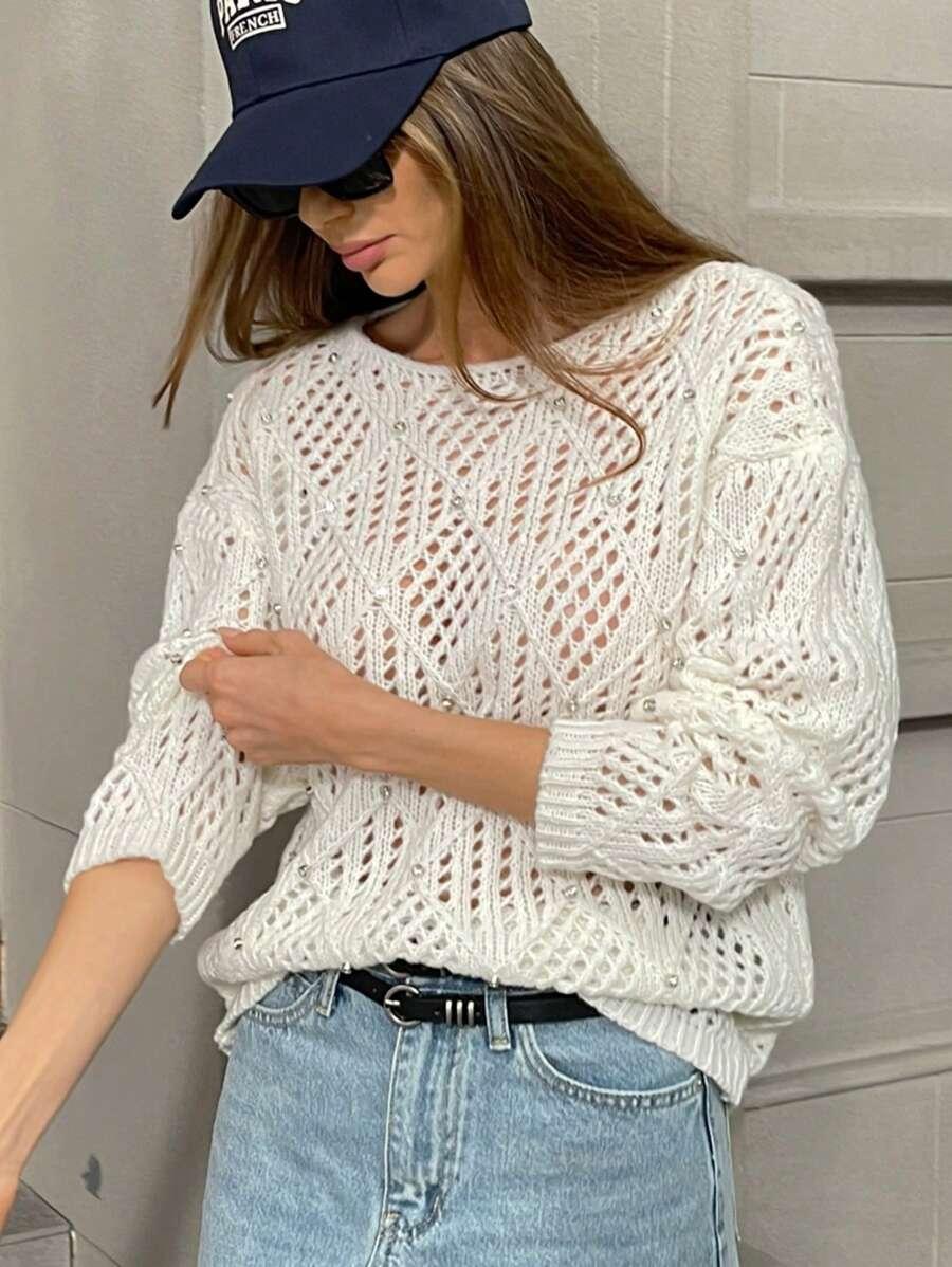 SWETER Z OZDOBNĄ APLIKACJĄ