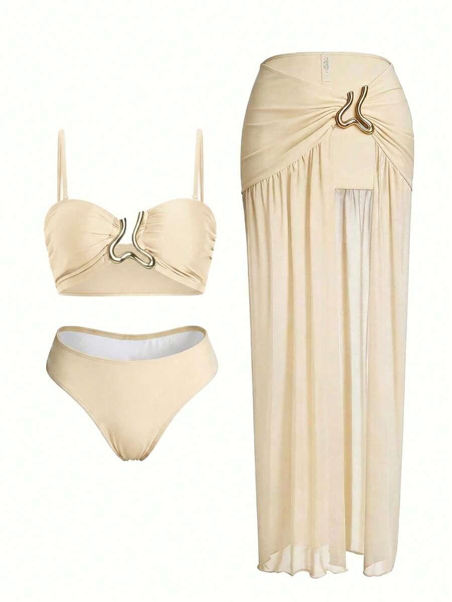 DWUCZĘŚCIOWE BIKINI DAMSKIE ZE SPÓDNICĄ