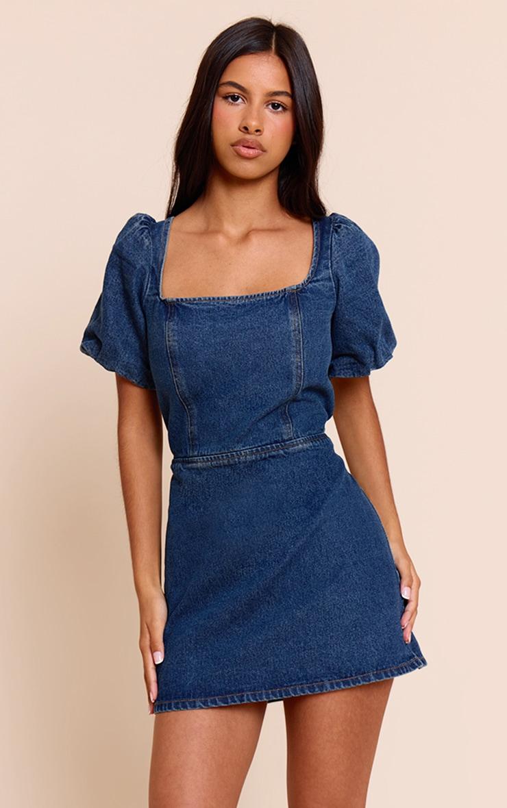 GRANATOWA MINI SUKIENKA JEANS 