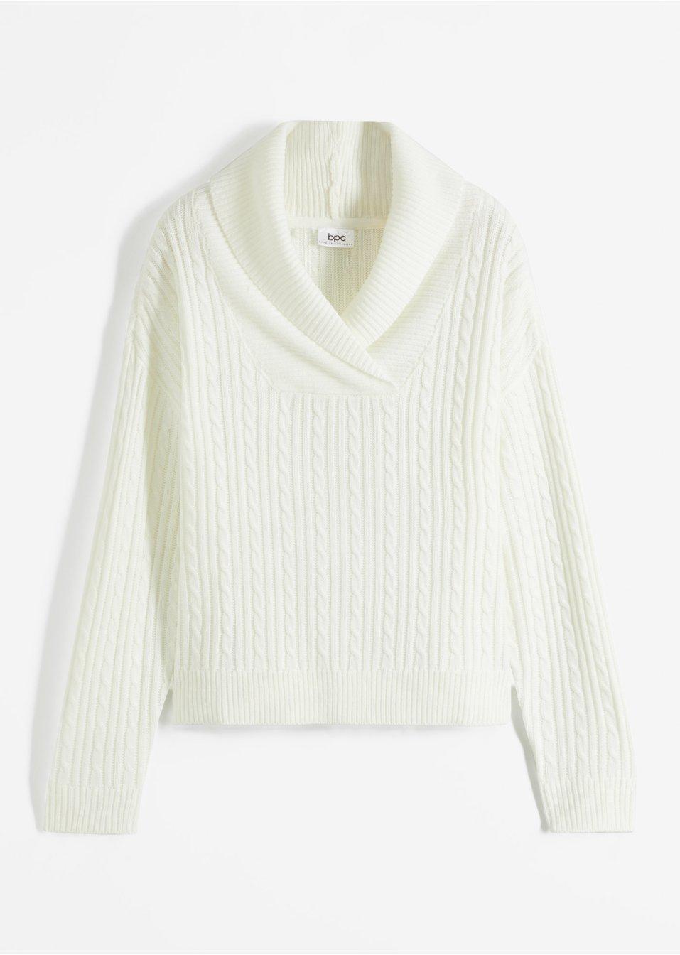 BIAŁY SWETER V-NECK