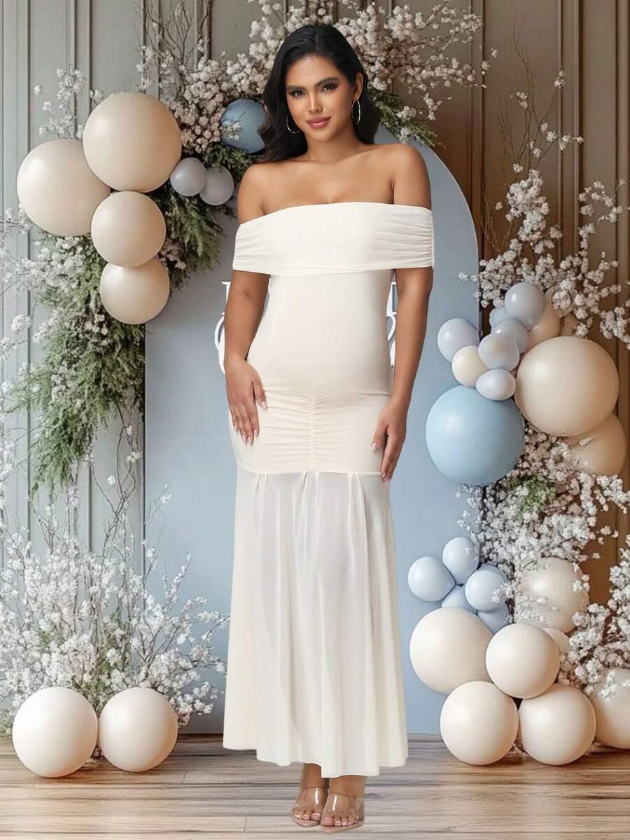 sukienka  Off-Shoulder siateczka