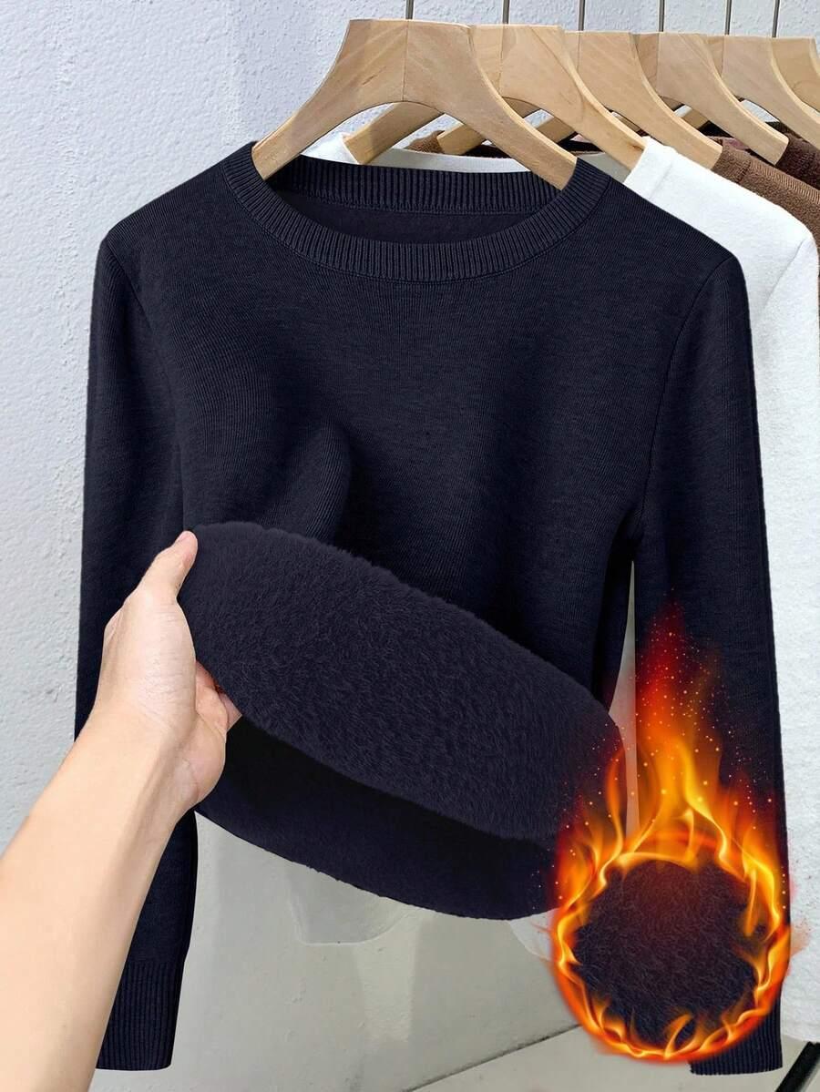 GRANATOWY SWETER OKRĄGŁY DEKOLT 