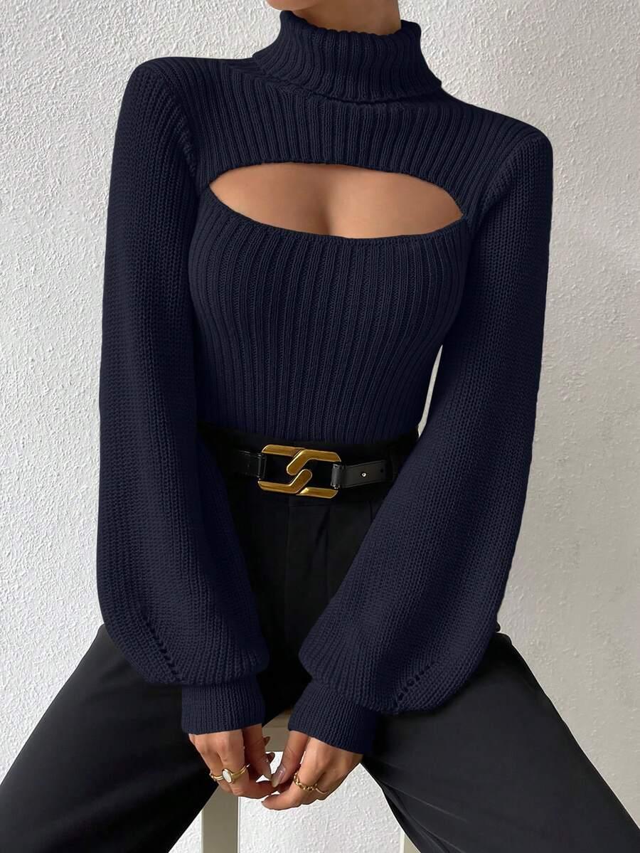 granatowy sweter dzianina