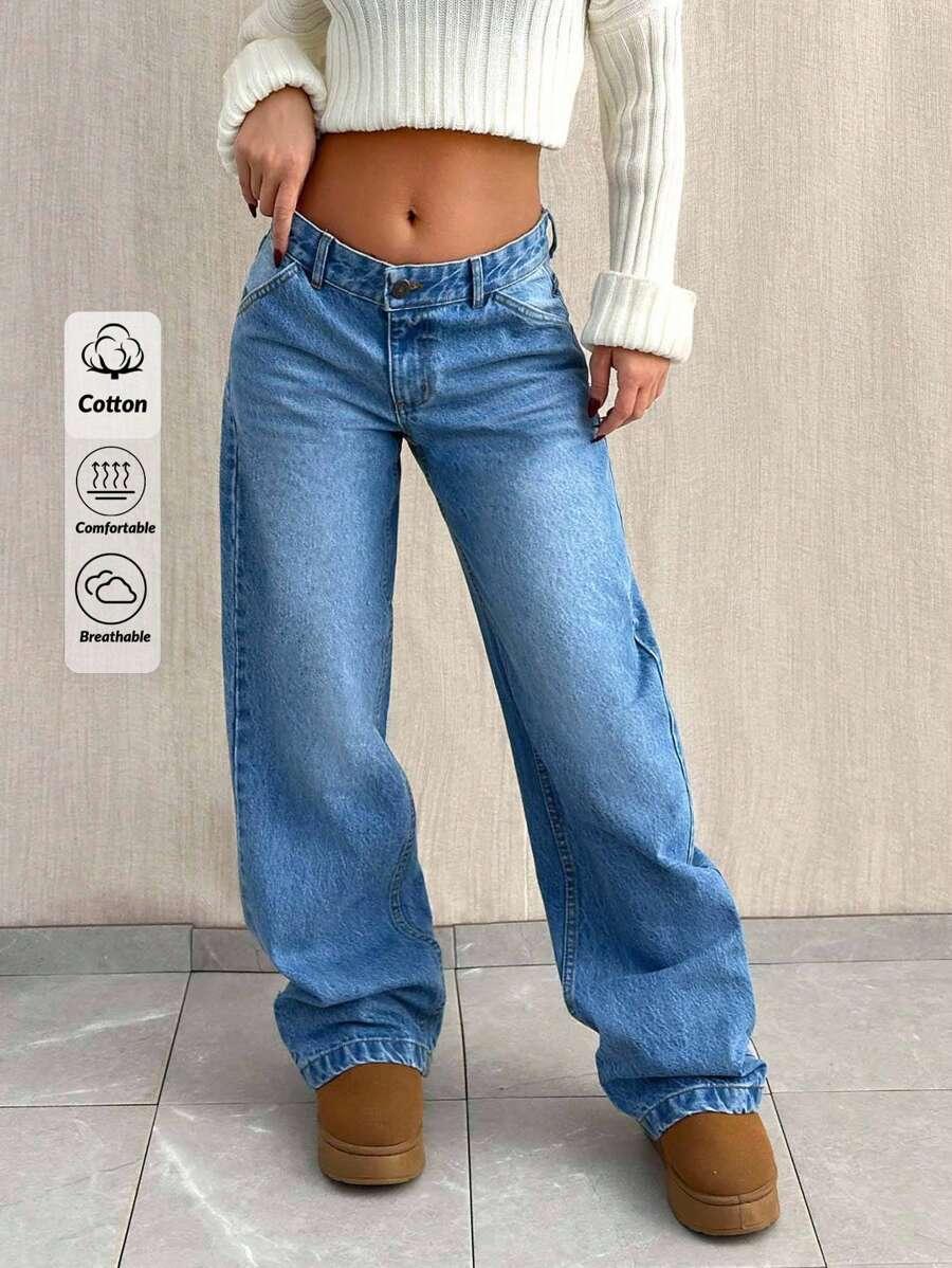 NIEBIESKIE SPODNIE JEANS NISKI STAN
