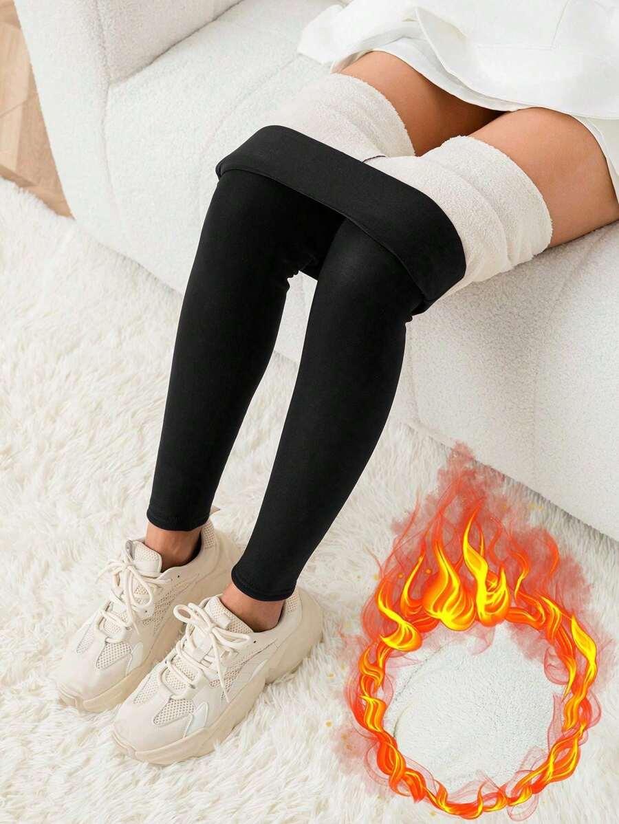 CZARNE OCIEPLANE LEGGINSY 