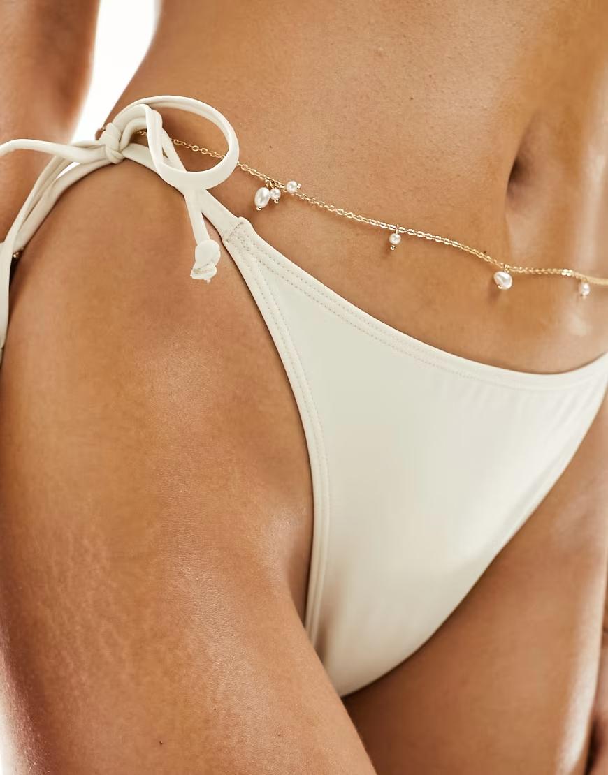 kremowy dół od bikini wiązanie 