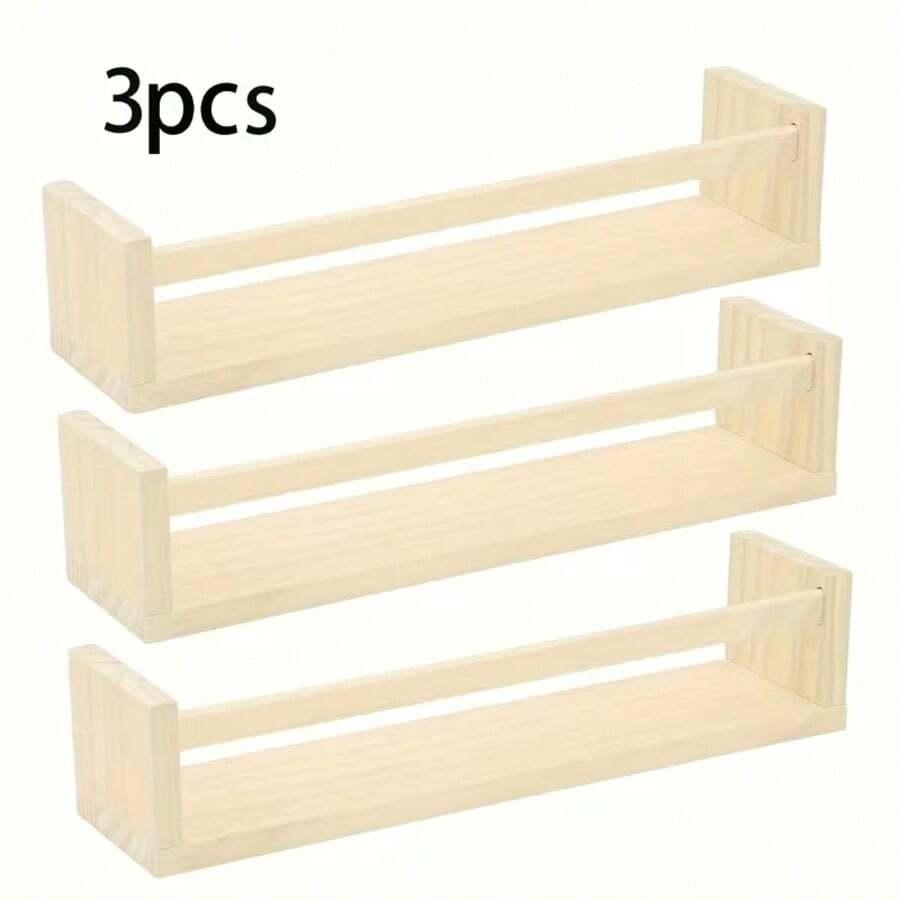 DREWNIANA WISZĄCA PÓŁKA 3-PACK