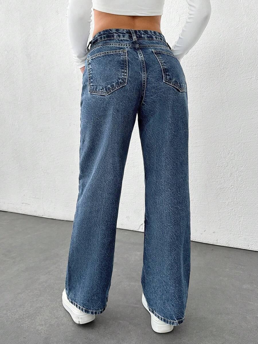 GRANATOWE SPODNIE JEANS