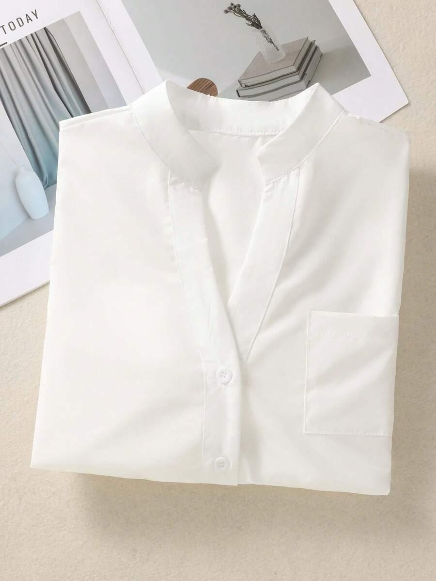 biała koszula v-neck 