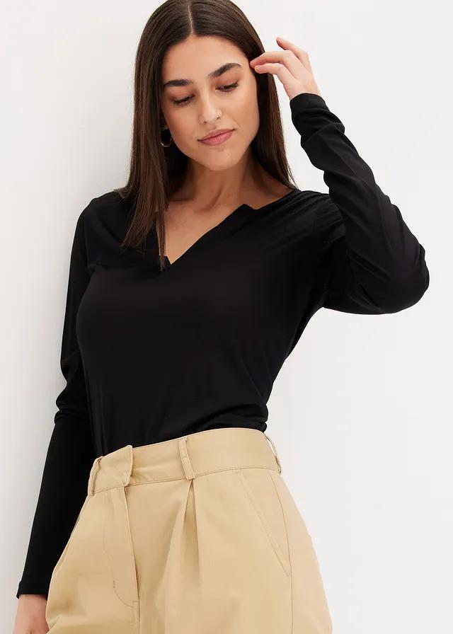 CZARNA BLUZKA V-NECK