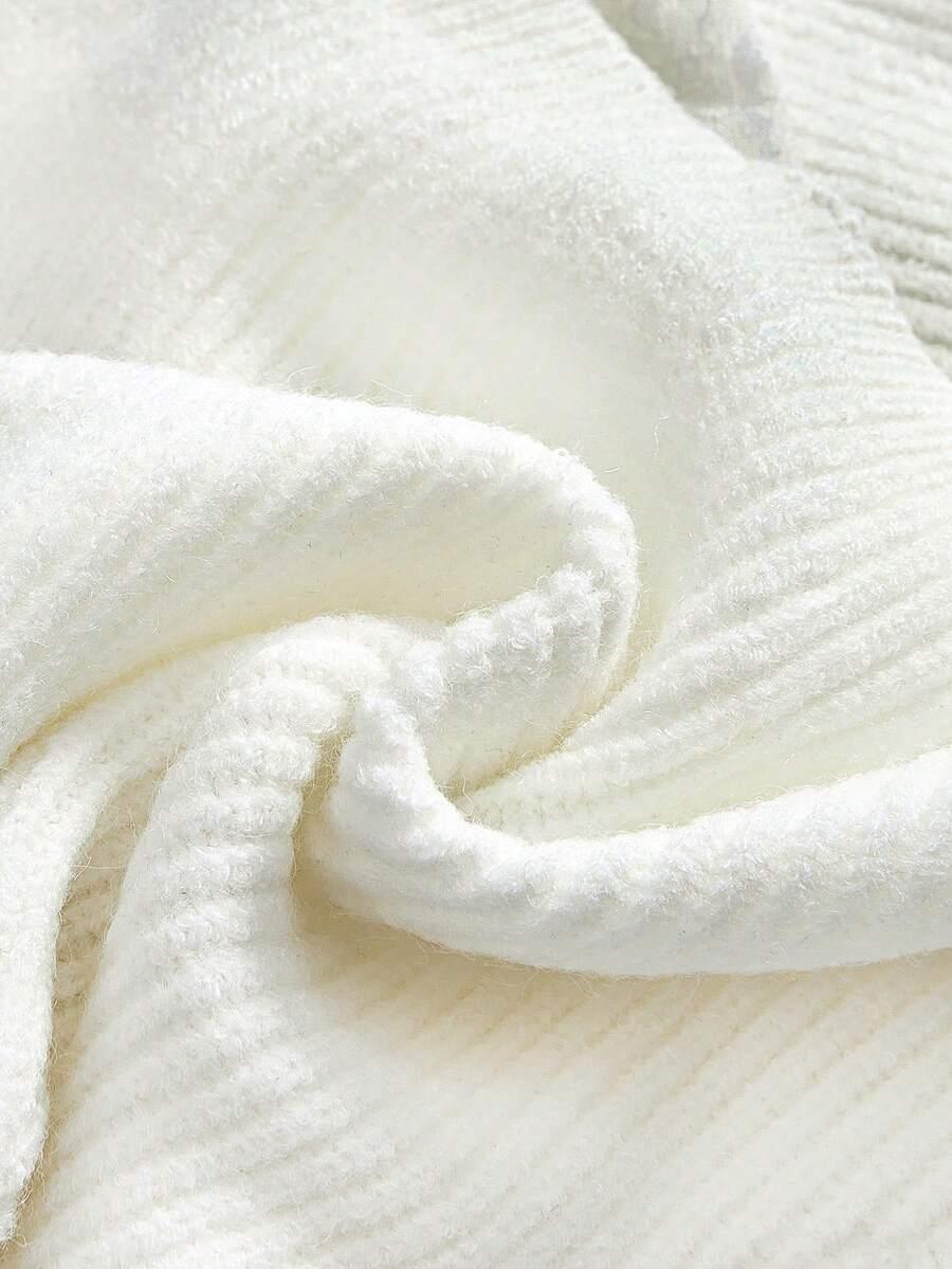 BIAŁY KOMPLET SWETER SPODNIE 