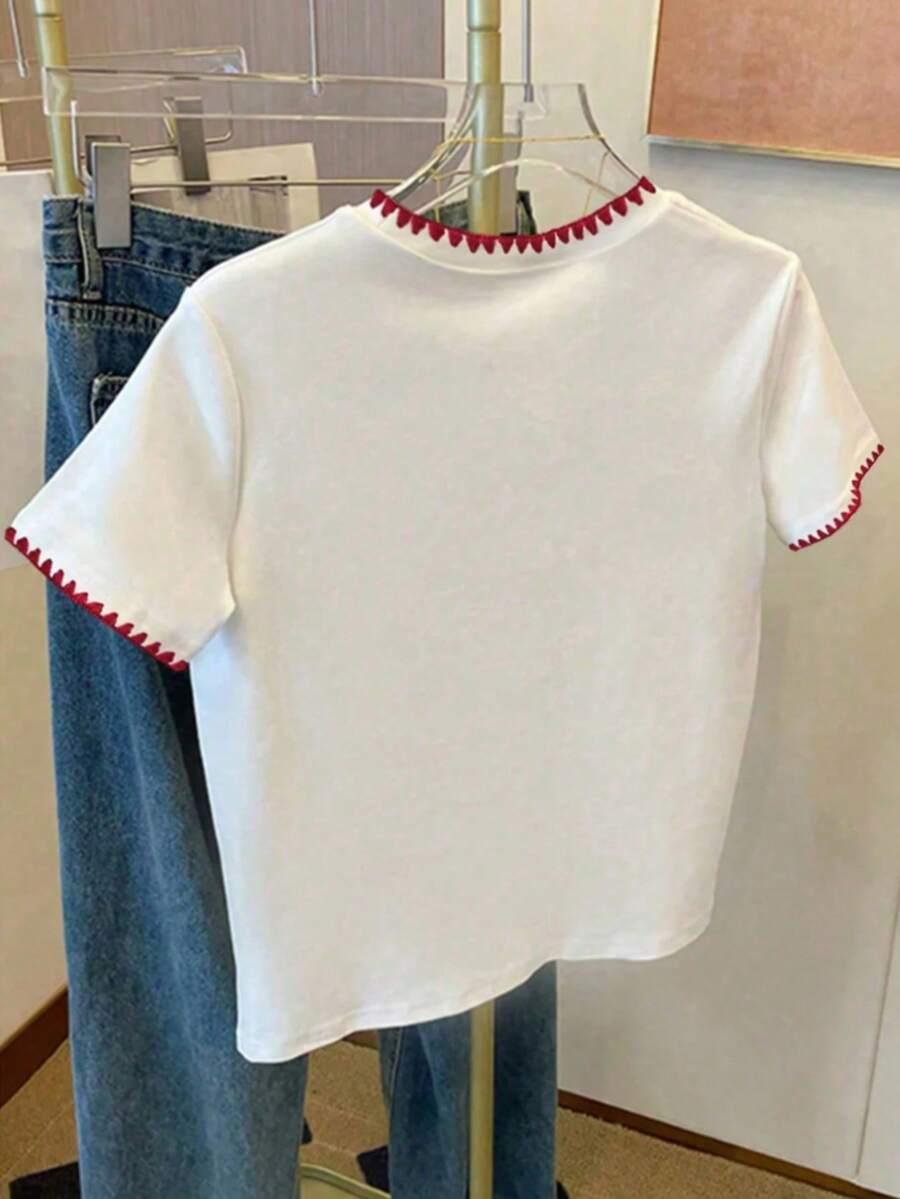 BIAŁY T-SHIRT OKRĄGŁY DEKOLT