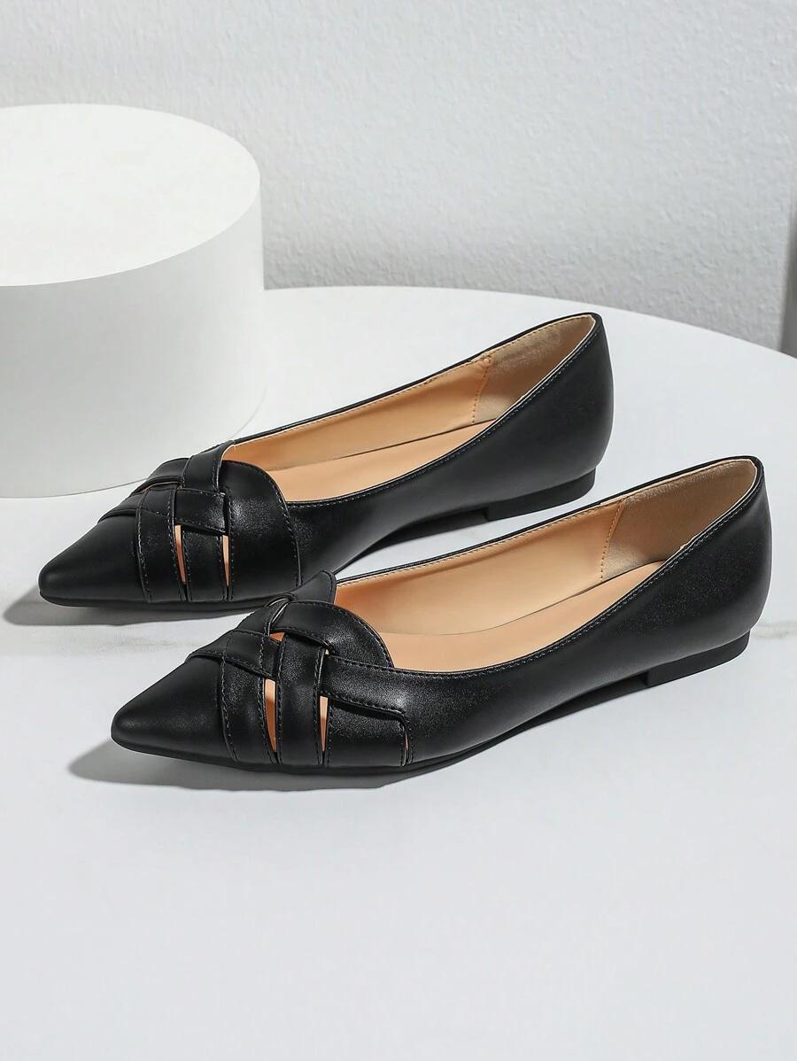 CZARNE BALERINY IMITACJA SKÓRY SZPIC