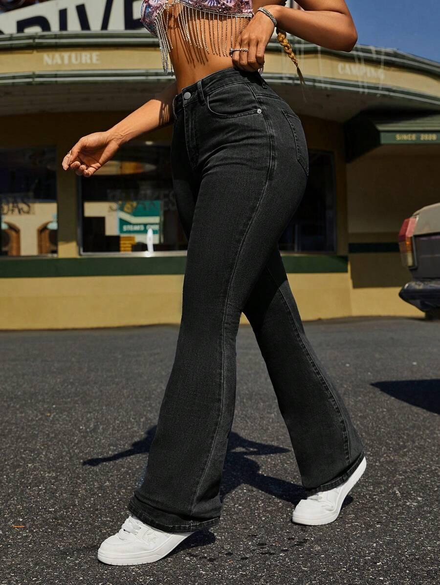 CZARNE SPODNIE JEANS DZWONY