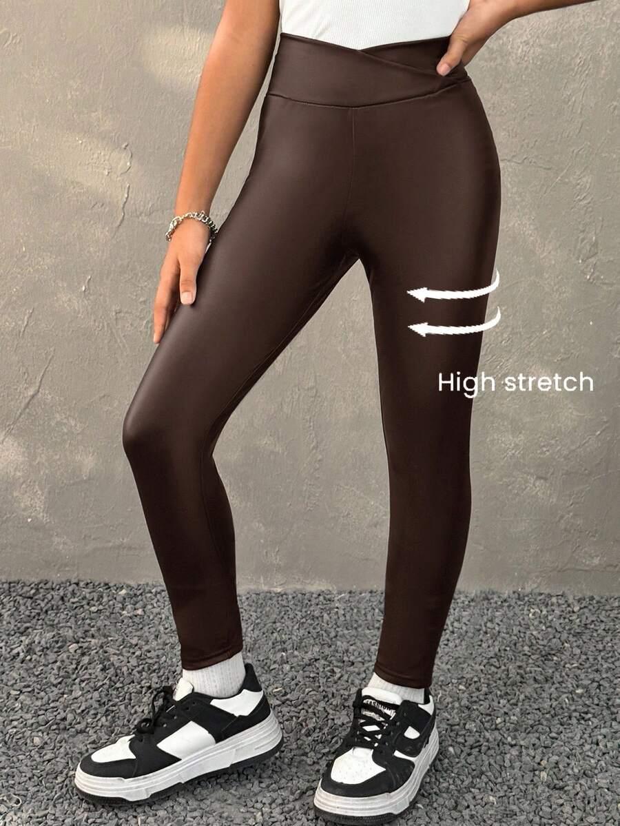 BRĄZOWE KLASYCZNE LEGGINSY 