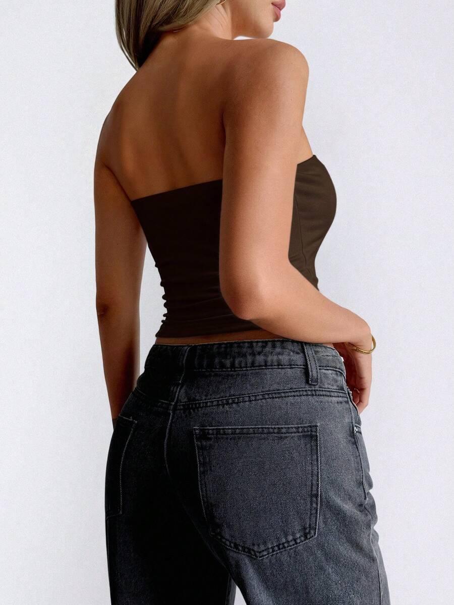 brązowy top casual