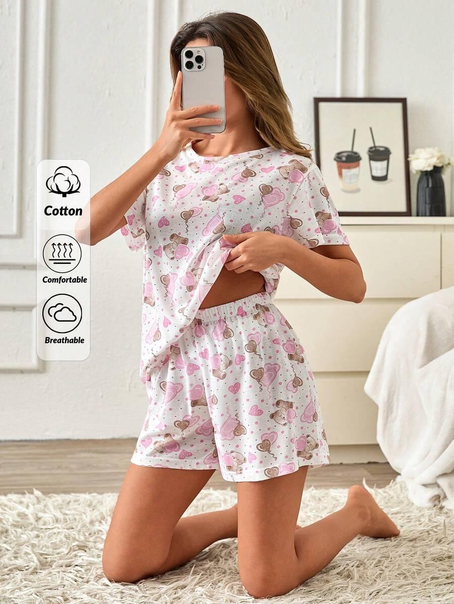 t-shirt spodenki komplet piżama