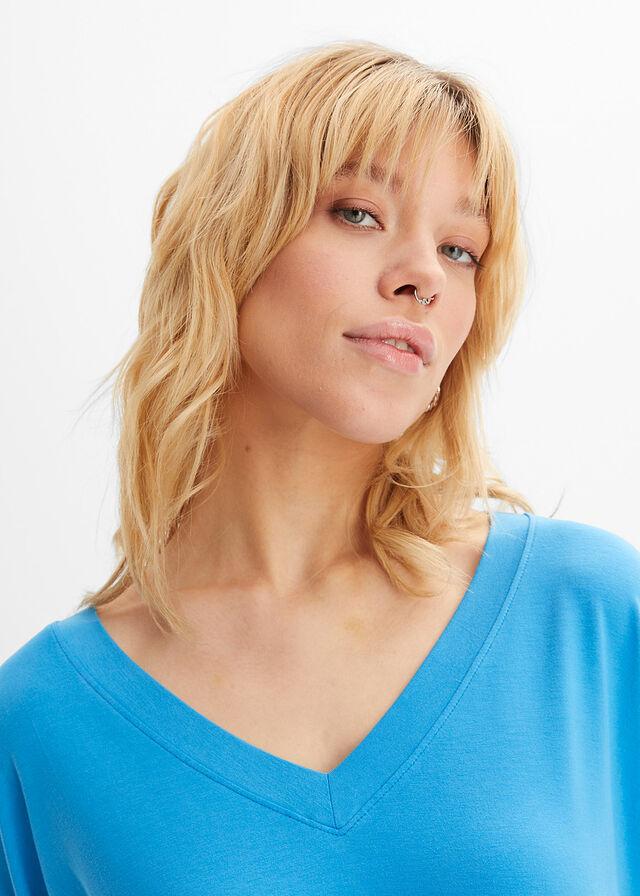niebieska BLUZKA V-NECK 