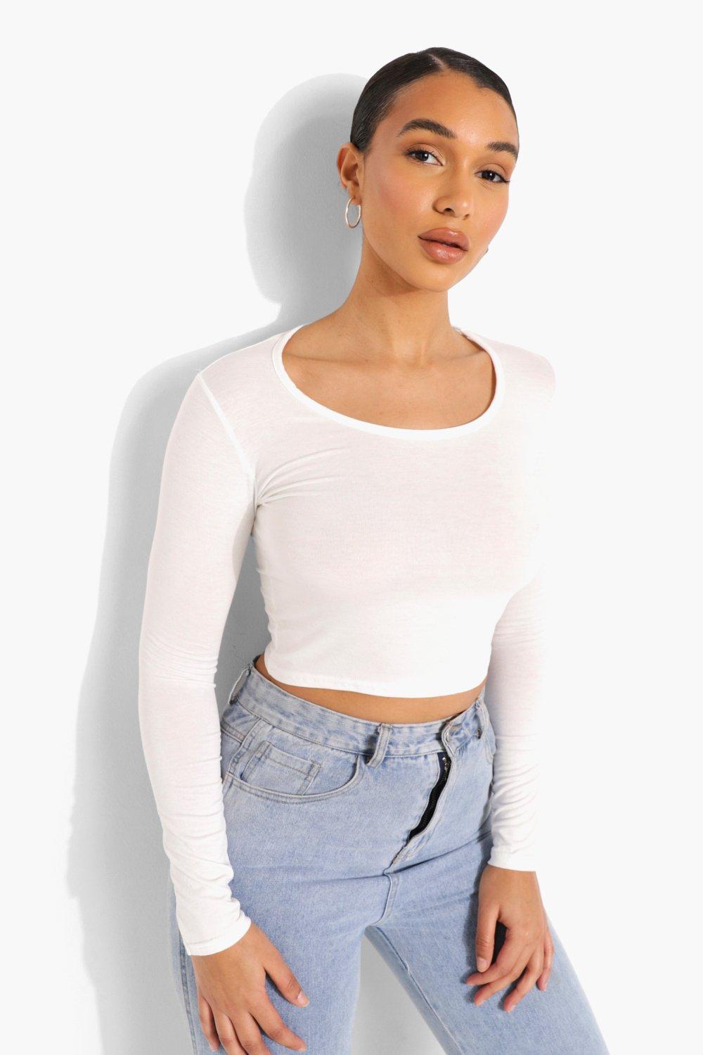 beżowy CROP TOP DŁUGI RĘKAW wiskoza