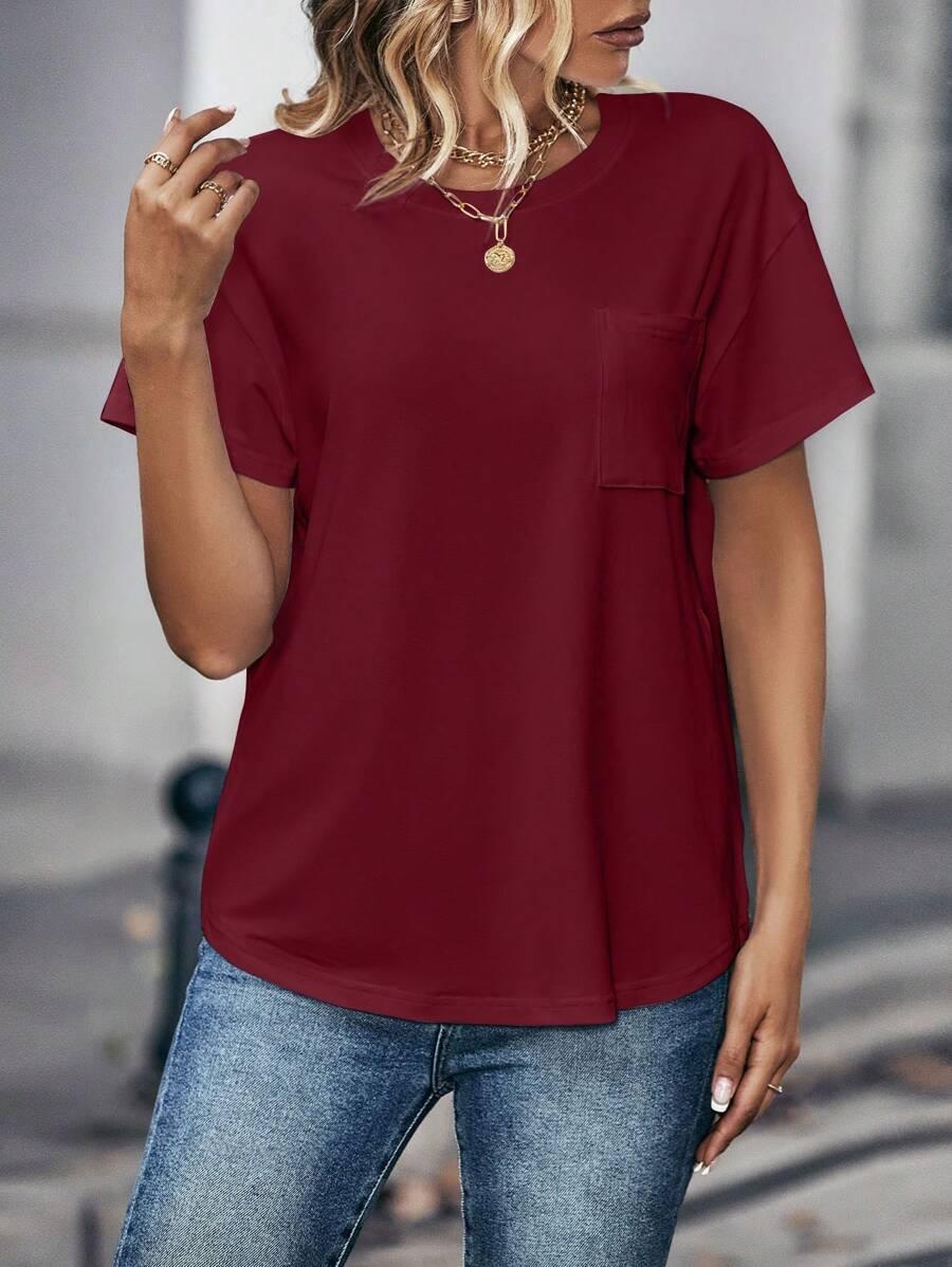 CZERWONY T-SHIRT CASUAL