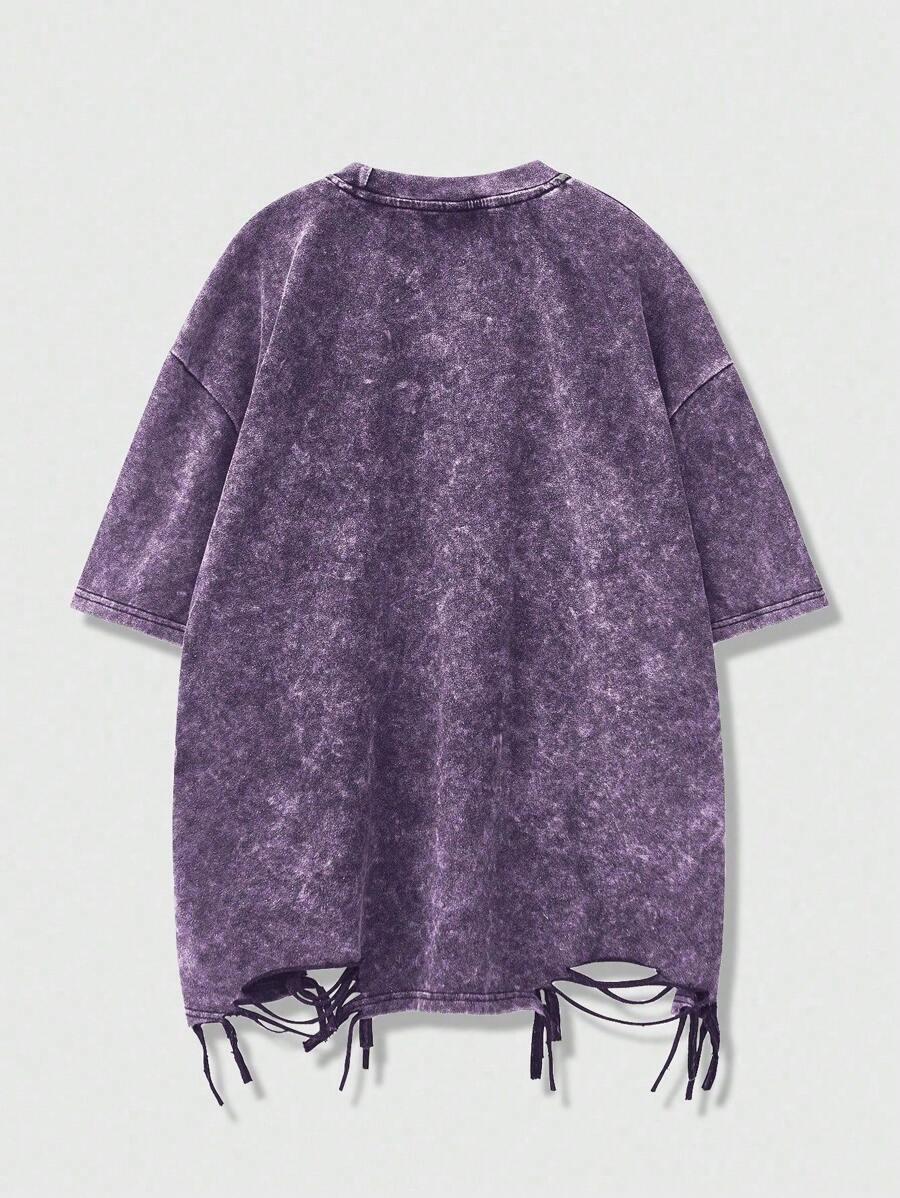 fioletowy t-shirt nadruk