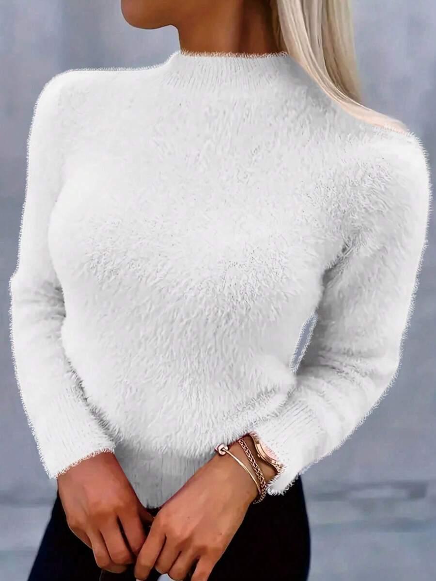 BIAŁY SWETER STÓJKA 
