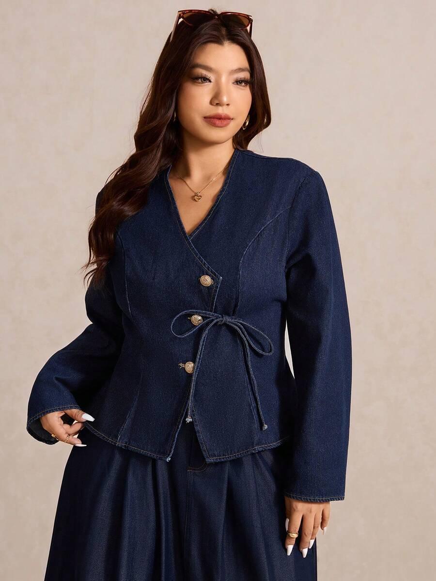GRANATOWA MARYNARKA JEANS 