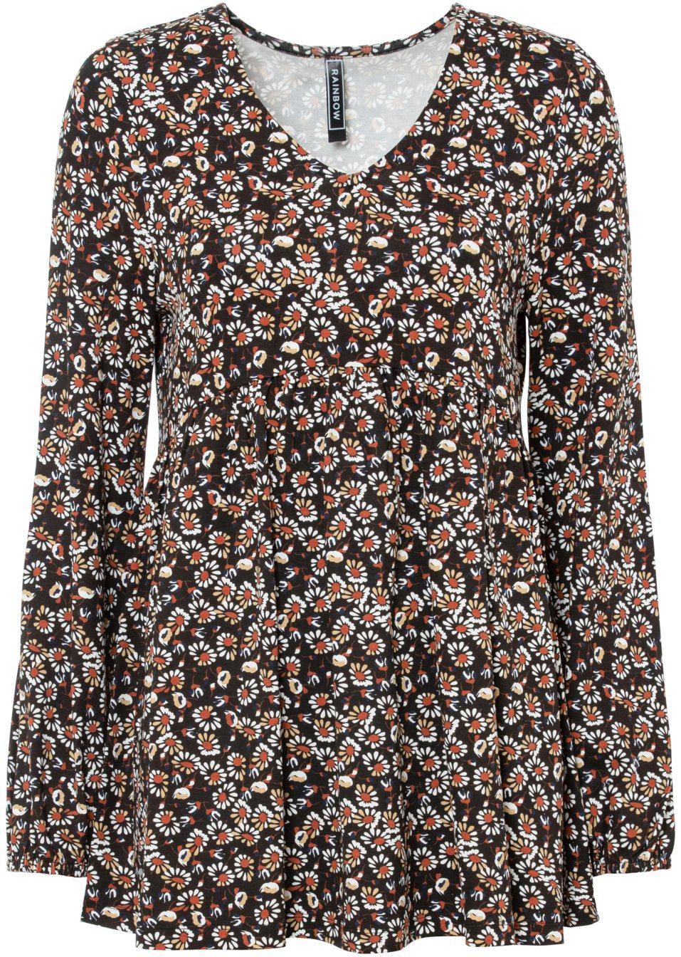 BLUZKA V NECK KWIATY