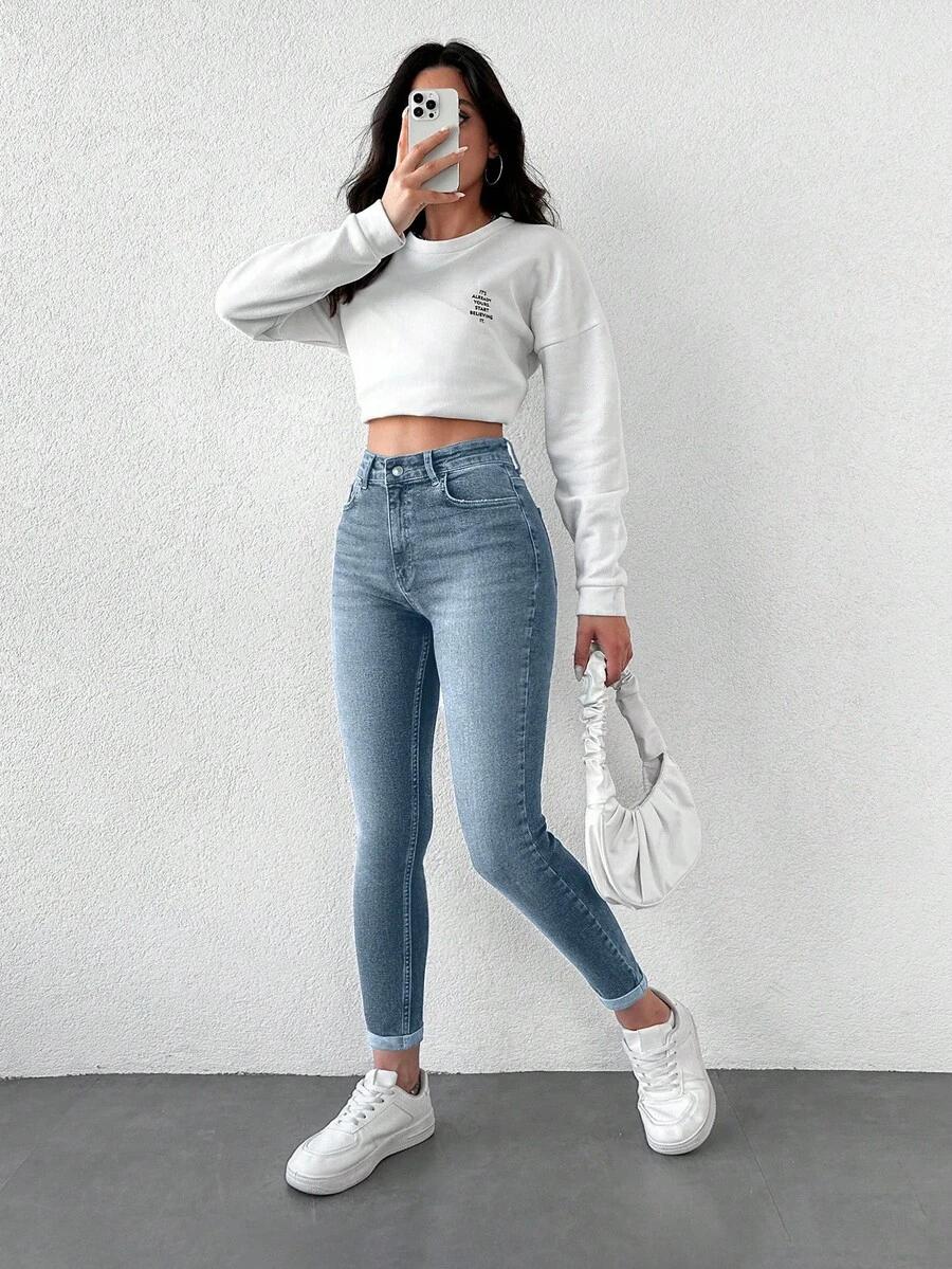 NIEBIESKIE SPODNIE JEANS WYSOKI STAN 