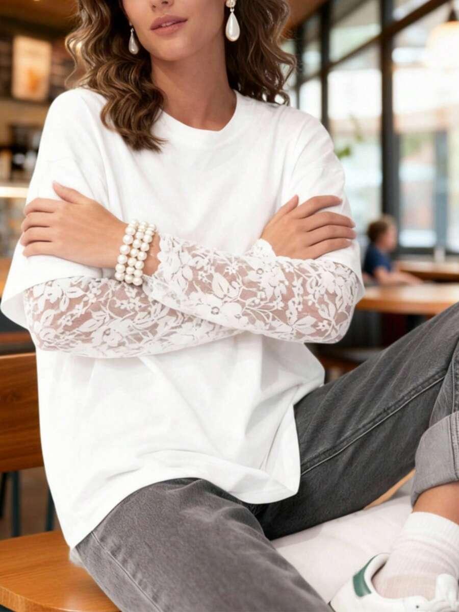BIAŁA BLUZKA KORONKA