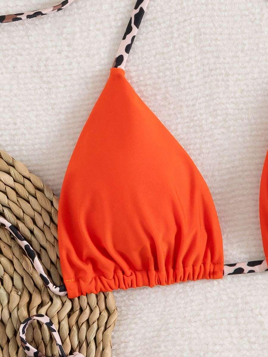 POMARAŃCZOWY DWUCZĘŚCIOWY STRÓJ KĄPIELOWY ANIMAL PRINT