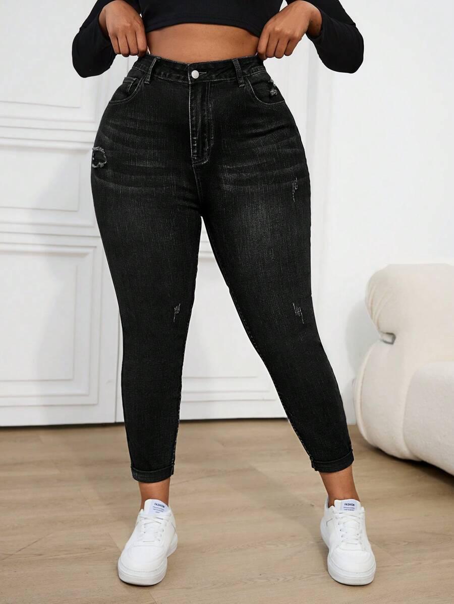 CZARNE SPODNIE JEANS
