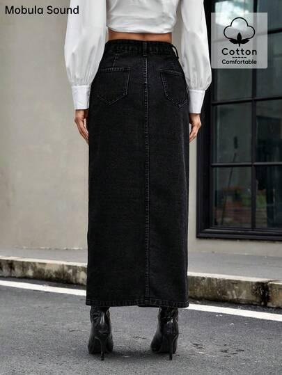czarna spódnica jeans