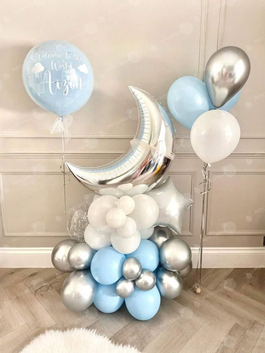 srebrny balon księżyc gwiazda
