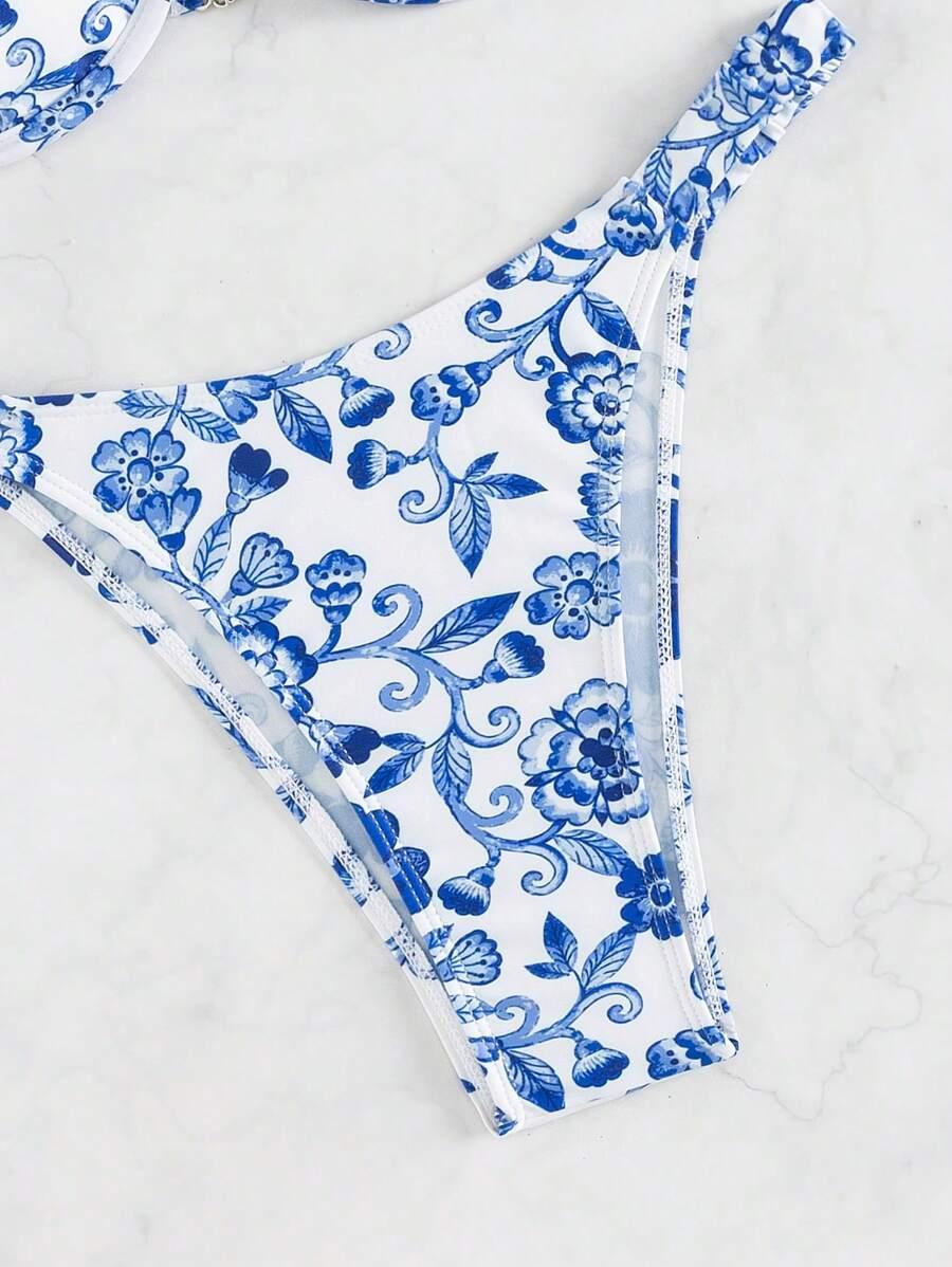 dół od bikini wzór kwiaty 