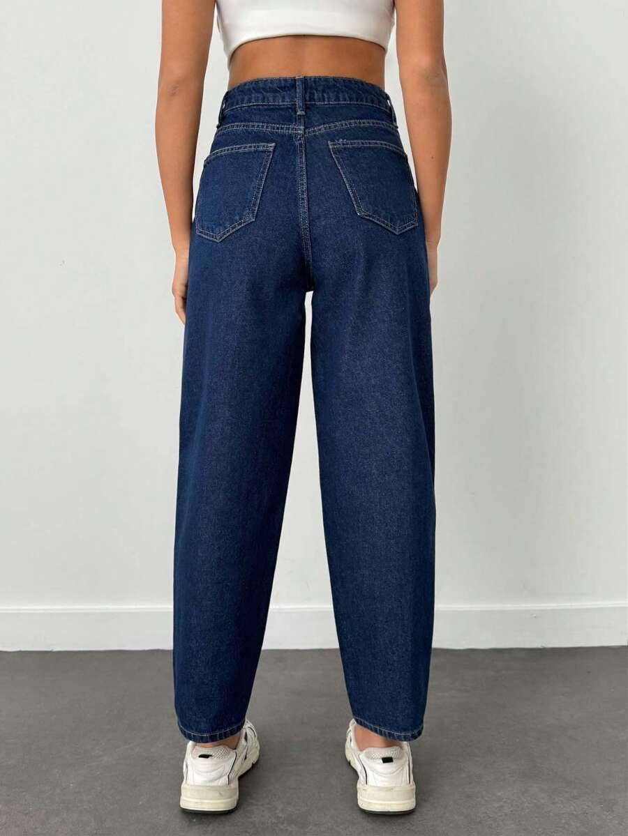 GRANATOWE SPODNIE JEANS