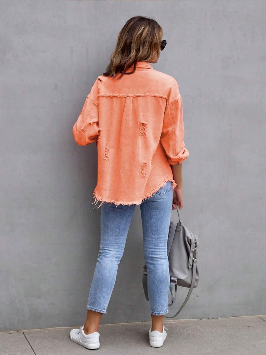 pomarańczowa kurtka ripped jeans