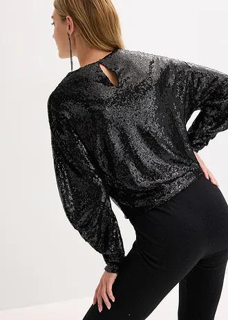 BLUZKA Z DŁUGIM RĘKAWEM ZDOBIONA CEKINAMI