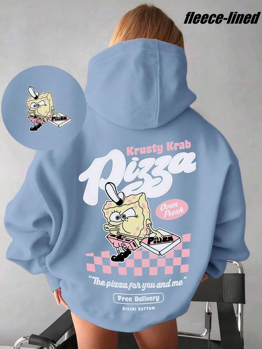 NIEBIESKA BLUZKA Z KAPTUREM NADRUK SPONGEBOB
