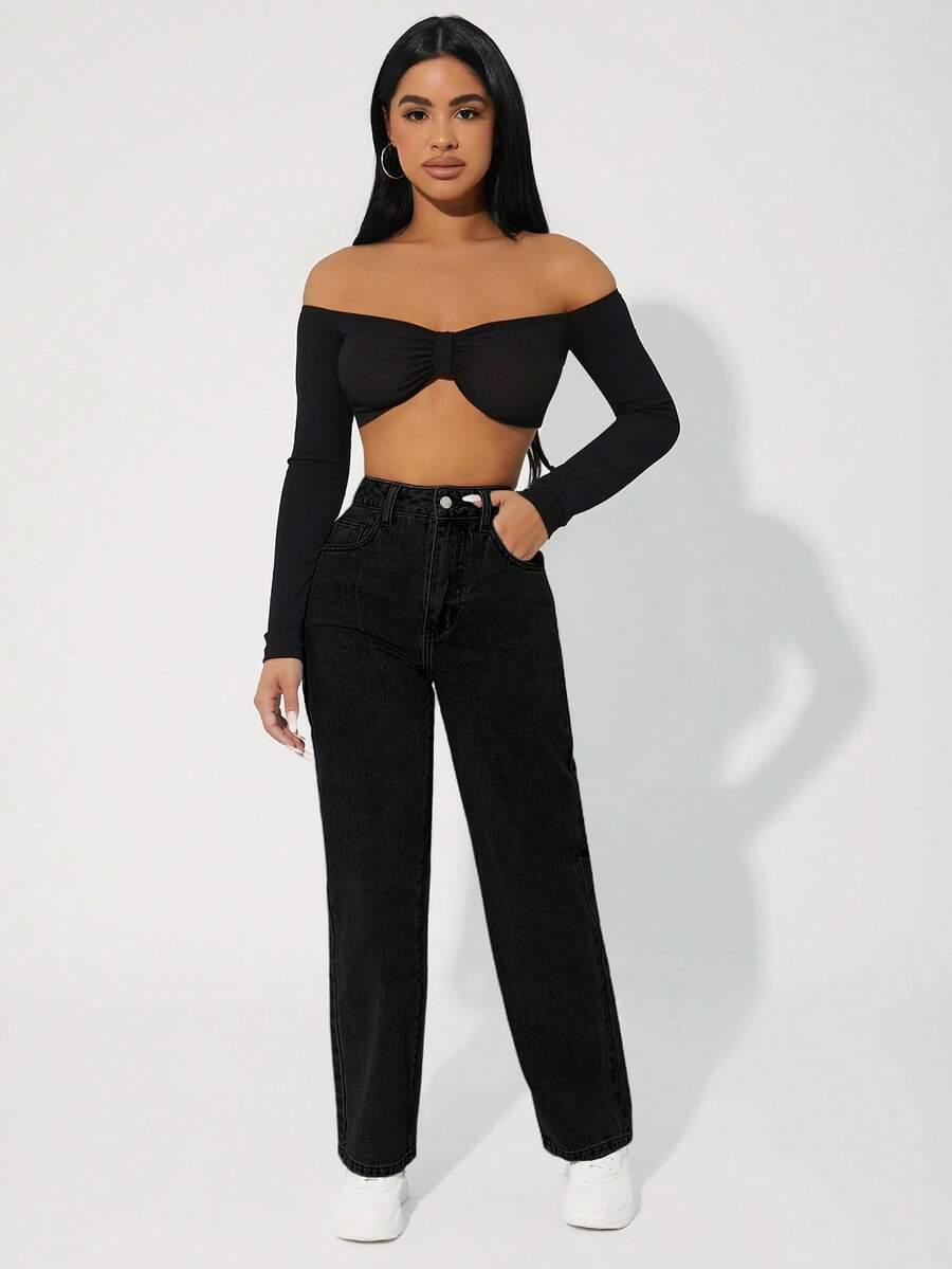 czarne jeansy casual