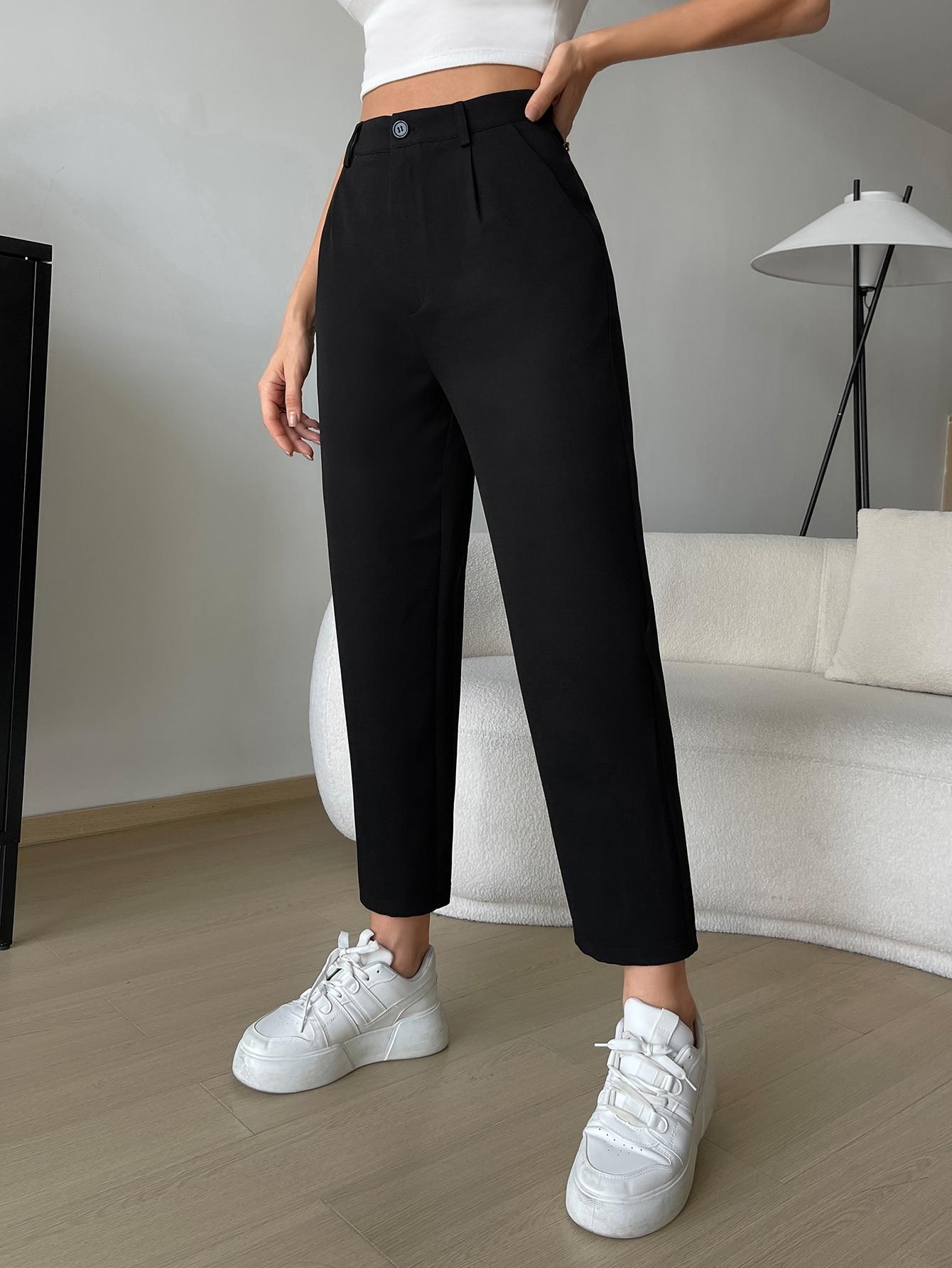 CZARNE SPODNIE CASUAL ZAMEK