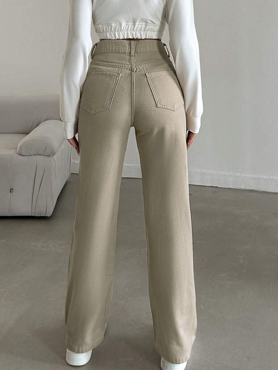BEŻOWE SPODNIE JEANS