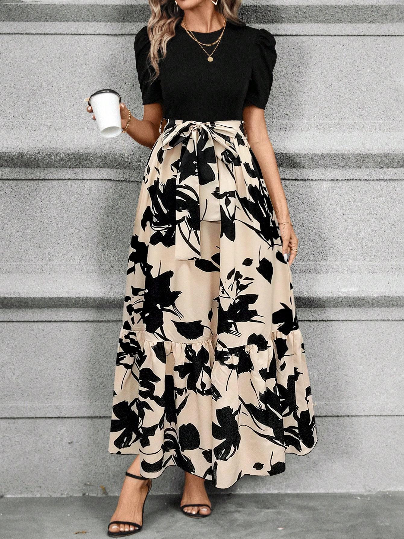 MAXI SUKIENKA PRINT KWIATY 