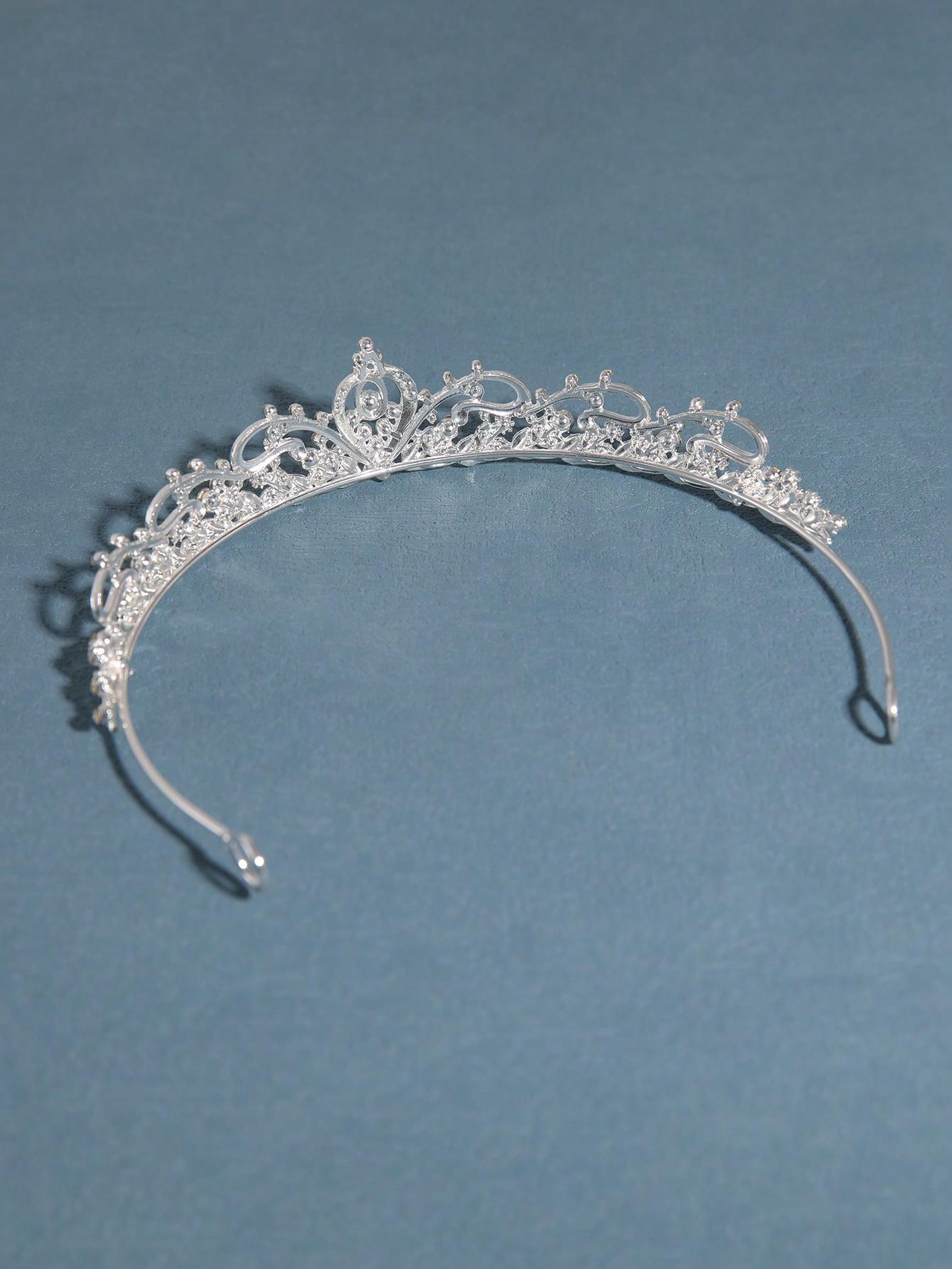 srebrna opaska do włosów tiara 